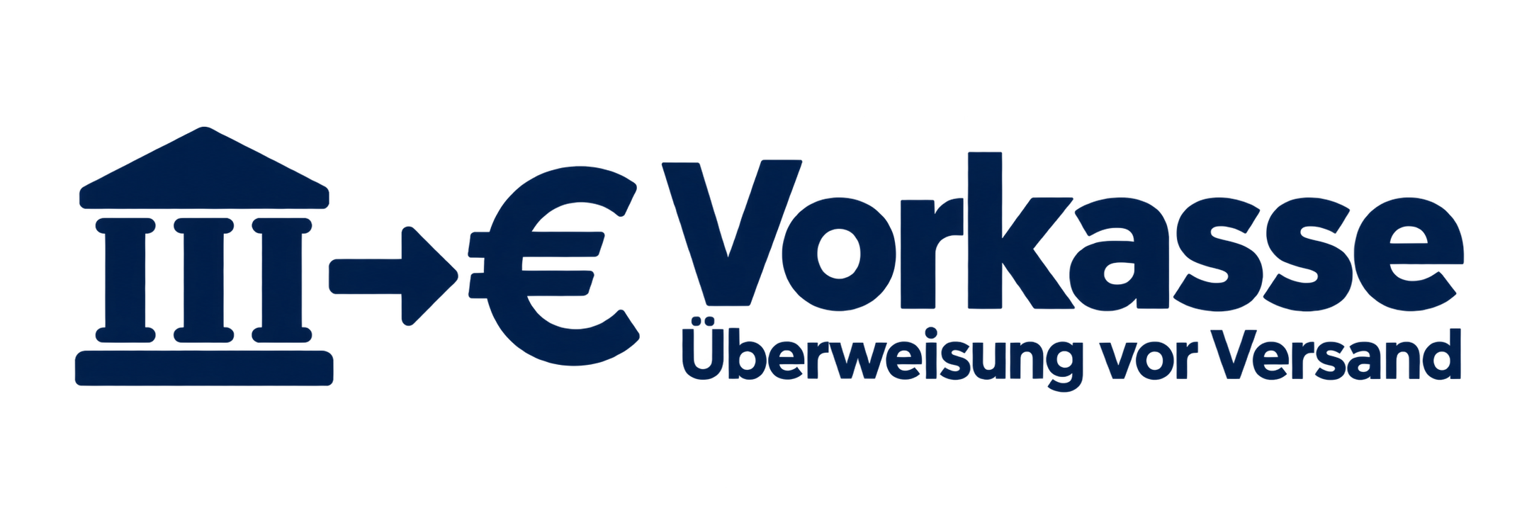 Zahlungsinformationen zu Überweisungslogo, Bankensymbol, dunkelblau, Pfeilsymbol, Versandhinweis